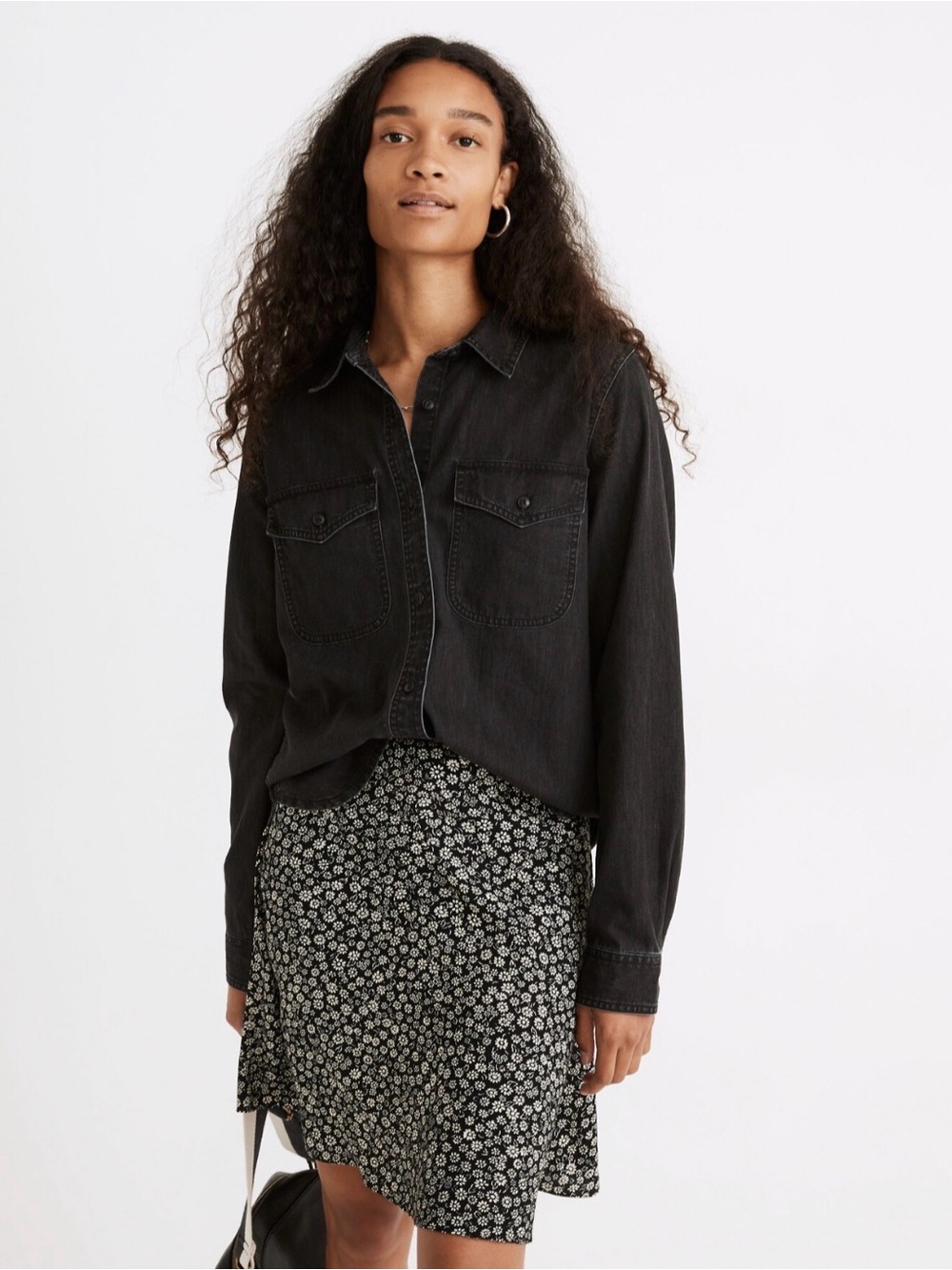 Madewell Lunar Wash Denim Button-Up Shirt Medium 100% Cotton Utility Top
